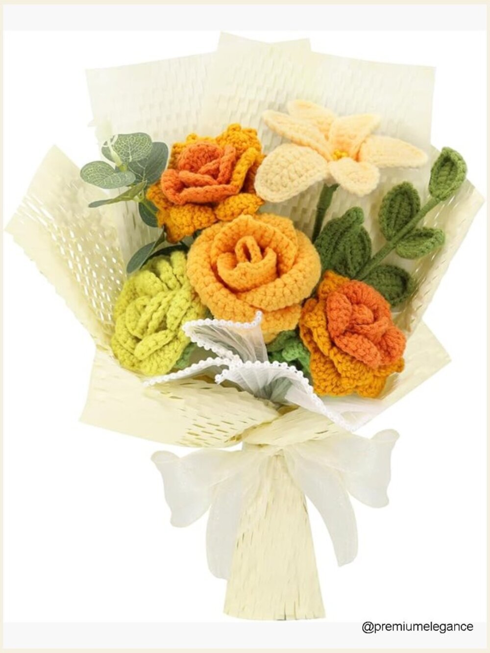 Handmade Crochet Sunflower Rose Daisy Bouquet - Artificial Yarn Flowers Gift